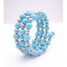 TB961  Classic Chic Stranded Bangle Bracelet Turquoise & Bali Silver Spacer Bracelet