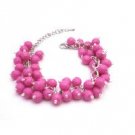 TB964  Handmade Artisan Jewelry Cluster Bracelet In Beautiful Pink Beads Very Chic Bracelet