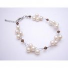 TB971  Cheap Jewelry For Bridemaids Ivory Pearls/Smoked Topaz Crystals Jewelry
