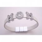 TB979  Mom Bracelet On White Cuff Bracelet Can Customize Name Bracelet