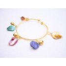 TB987  Dangling Colorful Shell Gold Bangle Bracelet Multicolored Shell Bracelet