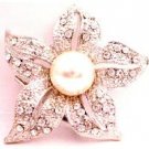 B520  Brilliant Prong Set Clear Round Rhinestone Embedded Each Five Petals Brooch