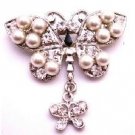 B515  Vintage Exquisite Pearls Brooch w/ Stud Cubic Zircon Decorated All Over Classy Brooch