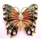 B517  Bright Glimmering Two Shaded Butterfly Brooch Sparkling Diamond Studs Brooch