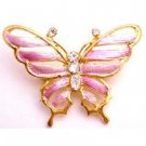 B510  Vintage Enamel Butterfly Pink Gold Butterfly Brooch