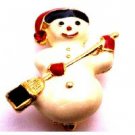 B497  Cute Snowman Brooch For Christmas Smiling Snowman Winter Brooch