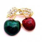 B501  Perfect Decoration Birthday Wedding Cakes Hand Painted Cherry Brooch