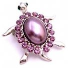 B512  Sign Of Luck Turtle Brooch Designate Long Life Amethyst Crystal Brooch