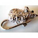 B484  Rat Brooch Embedded w/ Rhinestones Encrusted Artistically Cubic Zircon