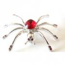 B473  Siam Red Crystals Brooch Spider Brooch Halloween Jewelry Striking Pin
