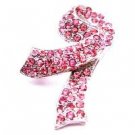 B471  Pink Crystals Brooch For Breast Cancer Charitable Jewelry