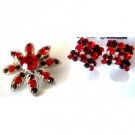 B472  Affordable Holiday Gift Christmas Gift Siam Red Brooch Earrings Combo