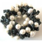 B475  Party Brooch Handmade Freshwater Pearls Onyx Nugget Chip Stone Brooch