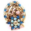 B521  Indicolite Gold Brooch Wedding Brooch Fashion Bridesmaid Brooch At A Great Price