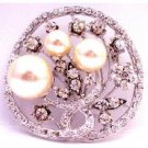 B528  Turn Holiday Shopping Into Pleasure Christmas Gifts Ivory Pearls Round Brooch