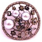 B529  Turn Holiday Shopping Into Pleasure Christmas Gifts Grey Pearls Round Brooch