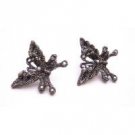 UER453  Black Oxidized Butterfly Earrings With AB Jet Cubic Zircon Embedded
