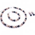 BRD089  Custom Designed Presentation Gift Tricolor Swarovski Pearls Jewelry