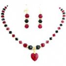 BRD146  Handmade Jewelry In Siam Red Jet Golden Shadow Party Wear Necklace Set