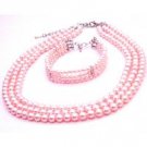BRD107  Gift Ideas Personalized Occasion Gift Pink Necklace & Bracelet Jewelry