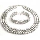 BRD103  Intricate Customize Handmade Magnificient Lite Grey Pearls Jewelry