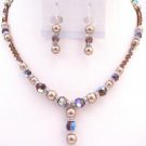 BRD095  Dazzling Jewelry New Year Eve Party Jewelry Bronze Smoked Crystals Set