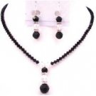 BRD093  Artisan Jewelry Black & White Crystals New Year Eve Party Jewelry Set