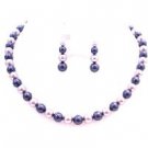 BRD142  Find The Perfect Lapis & Wisteria Pearls Most Eye Catching Jewelry Set