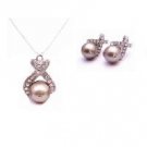 BRD125  Affordable Jewelry Excellent Swarovski Platinum Champagne Necklace Set