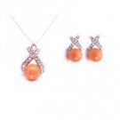BRD122  Magnificent Swarovski Pearls Necklace Swarovski Coral Necklace Set