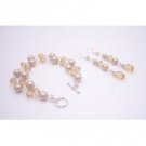 TB073  Prom Jewelry Wedding Flower Girl Champagne Pearls Bracelet Earring Set