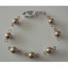 TB070  Bronze Pearls Bracelet Swarovski w/ Lite Colorado Crystals Bracelet
