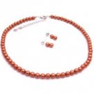 NS958  Fall Wedding Wedding Flower Girl Unique Pearls Brick Color Jewelry