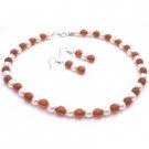 NS956  Handmade Jewelry Custom White Pearls Smoked Topaz Chinese Crystals
