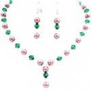 NS968  Jewelry Women Handmade Bronze Brown Pearls Emerald Chinese Crystals