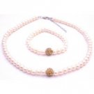 NS952  Flower Girl Nickle Free Ivory w/ Lite Colorado Necklace Bracelet Set