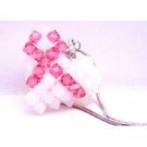 N922  Pink Ribbon Puffy Heart Pendant Necklace
