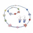 GC243  Multicolored Butterfly Stunning Necklace Earrings & Bracelet Jewelry