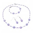 GC238  Wedding Jewelry Flower GIrl Purple & White Round Beads 10mm Beads Necklace Set