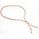 GC237  Flower Girl Jewelry Brown & Ivory Combo Necklace Tassel Drop Down