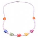 GC232  Teddy Bear Beads Jewelry Gift Item White Beaded Necklace With Teddy Bear Beads