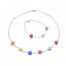 GC227  Jewelry For Girls Superior Quality Necklace & Bracelet Set Multicolored Beads