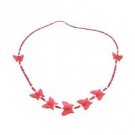 GC226 Butterfly Necklace For Children Bright Red Necklace & Butterfly Beads