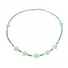 GC224  Dark Green Tiny Beads w/ Lite Green Star Beads Inexpensive Necklace