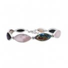 BR129  Send Online Gift To Your Beloved Silver Inlay Precious Stone Bracelet