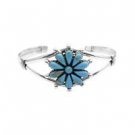 BR127  Perfect Gift For Your Mother Floral Design Turquoise Sterling Bracelet