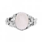 BR125  Mother Of Pearls Shell Engraved Both Side w/ Silver Flower Bracelet