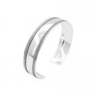 BR122  Double Row Silver Bali Cuff Bracelet w/ Woven Exclusive Mothers Gift