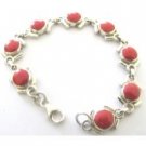 BR087  Coral Stone Sterling Silver 92.5 Bracelet