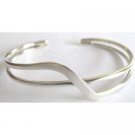 BR102 Twisted Curved Waves Cuff Bracelet Comfortable Sterling Silver Double Wave Cuff Bracelet